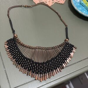 Brass and Black Thread Necklace